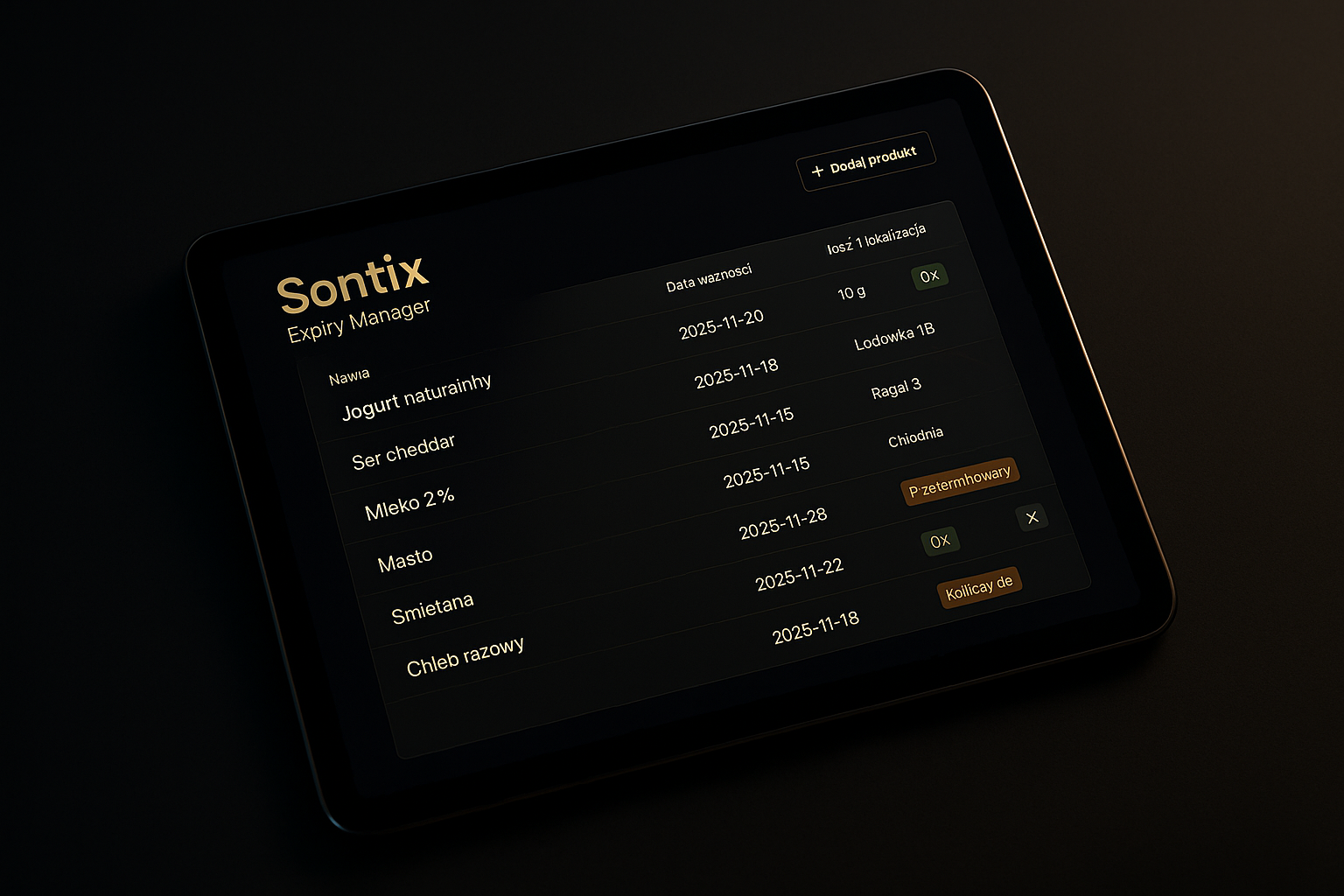 Sontix tablet interface